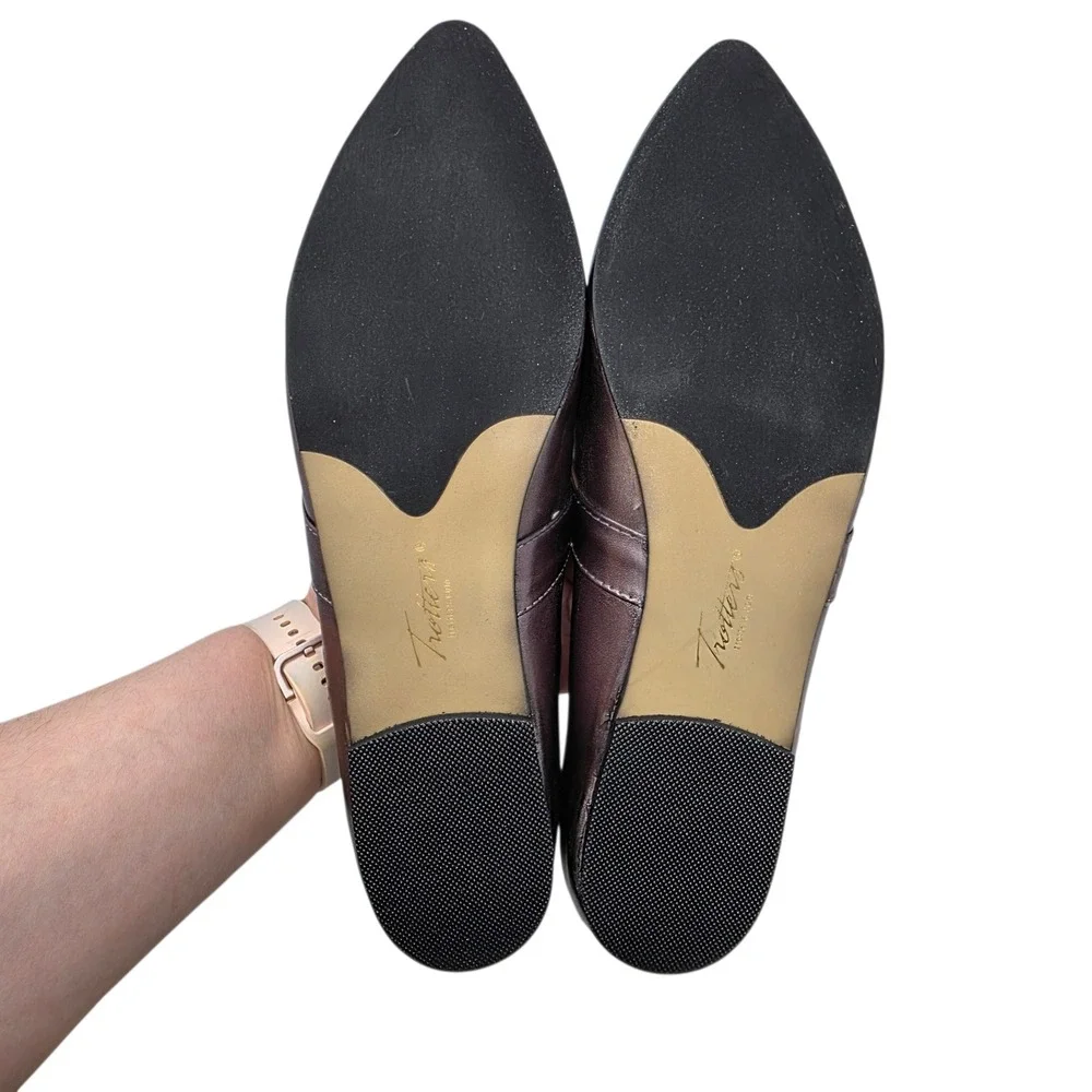 Trotters Emerald Pointed Toe Mary Jane Flats Pewter Metallic Leather 10 NIB $150